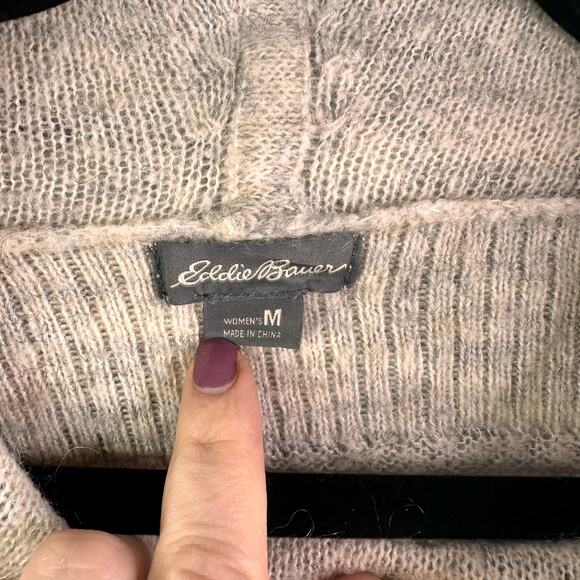 Eddie Bauer Womens medium Gray Long Sleeve Cowl Neck Mohair Blend Sweater - Picture 3 of 7